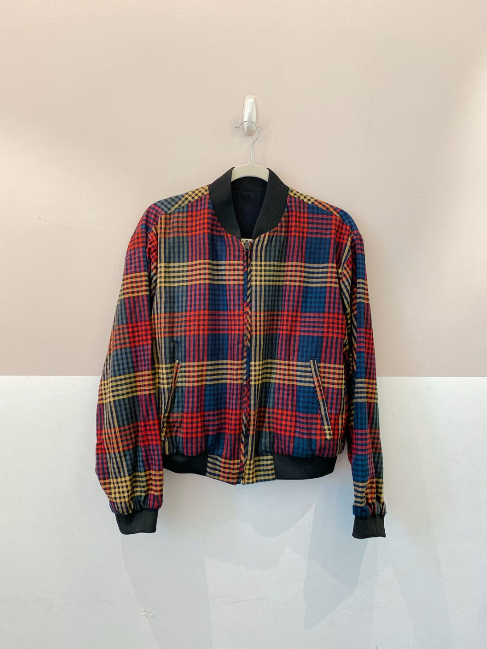 Jaqueta bomber xadrez colorida M - Imagem 2