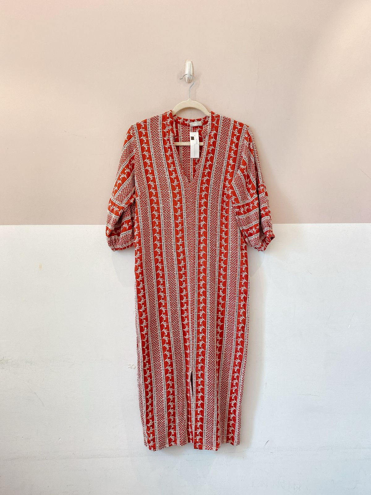 Vestido midi marrom bordado Ideologic G - Imagem 2