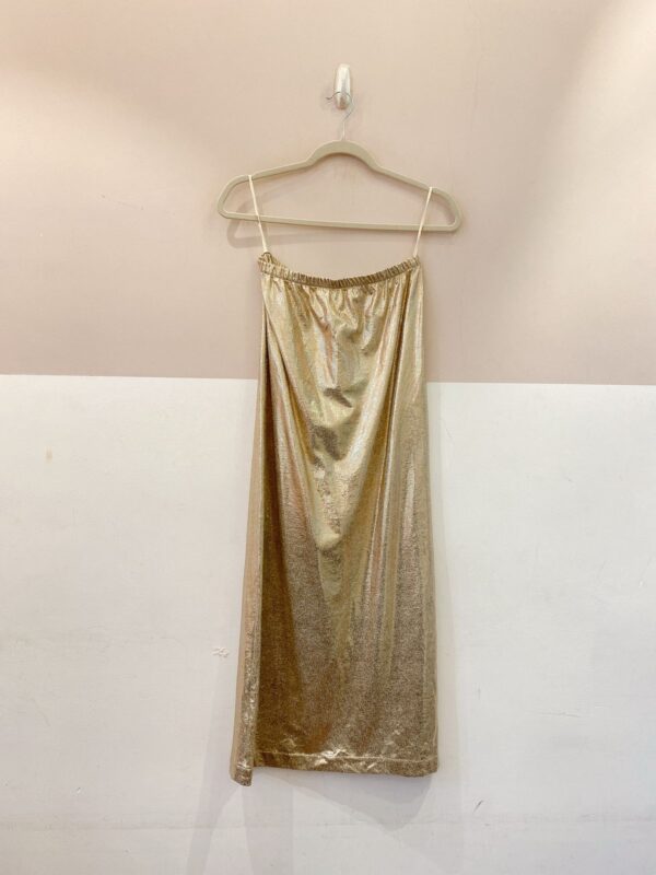 Saia midi metalizada rosê Caché 40