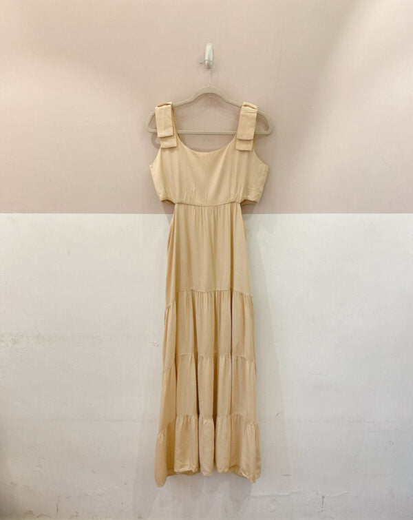 Vestido midi bege recorte Luksa M