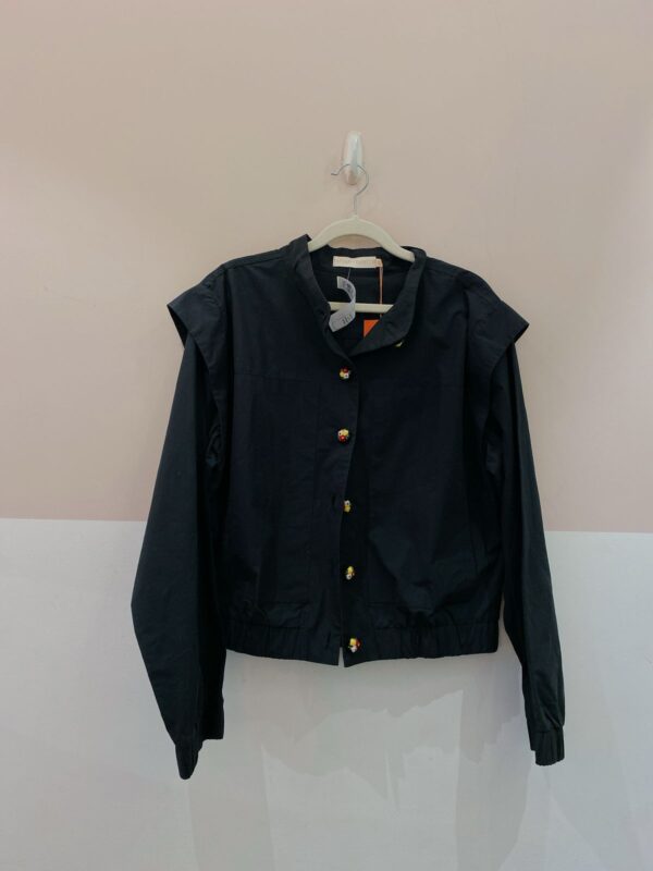 Jaqueta preta tricoline botões Pitta G