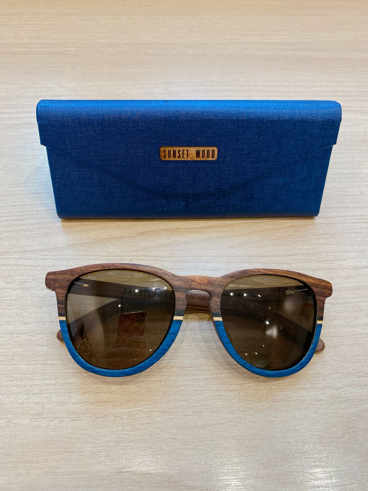 Óculos madeira/azul Sunset Wood - Imagem 2