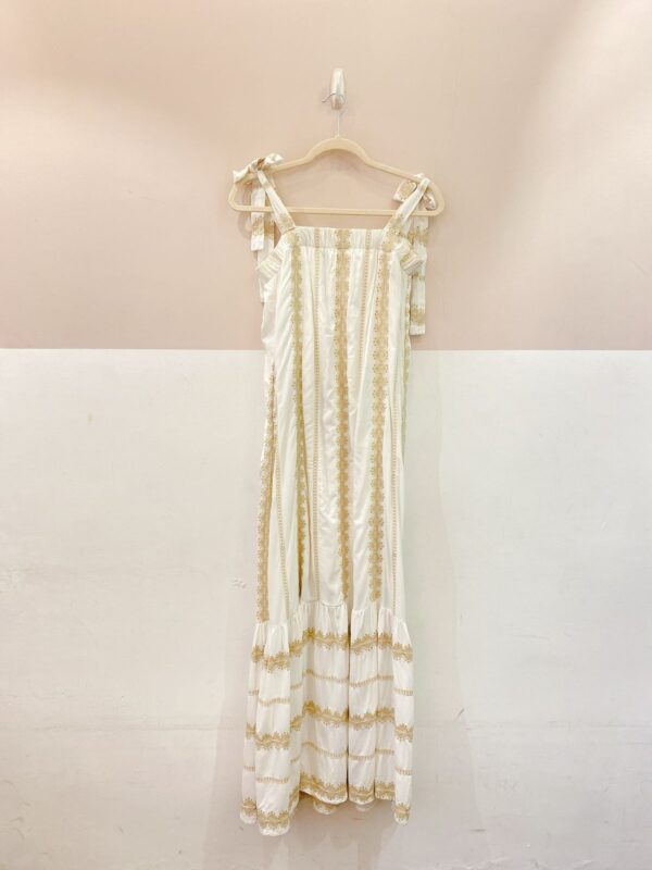 Vestido midi branco bordado Ideologic G