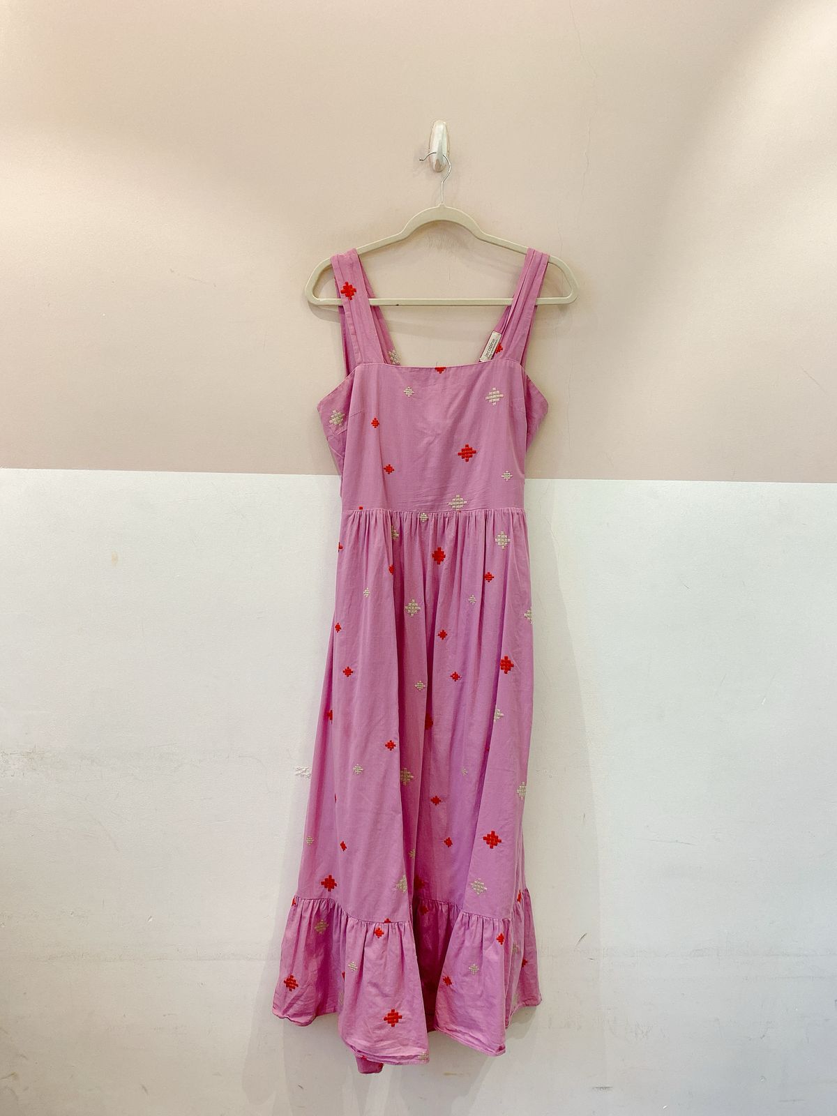 Vestido midi rosa bordado Jacobina M - Imagem 2