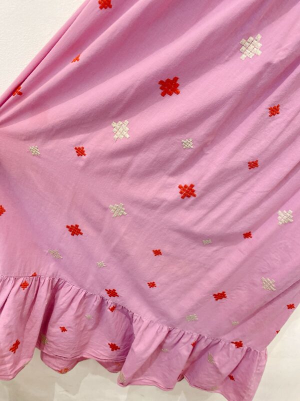 Vestido midi rosa bordado Jacobina M - Imagem 5