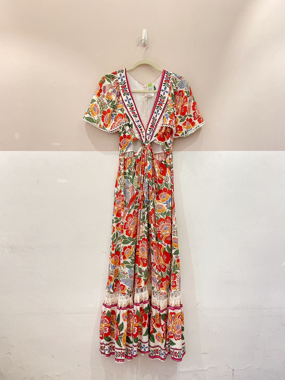 Vestido longo floral recortes Farm P - Imagem 2