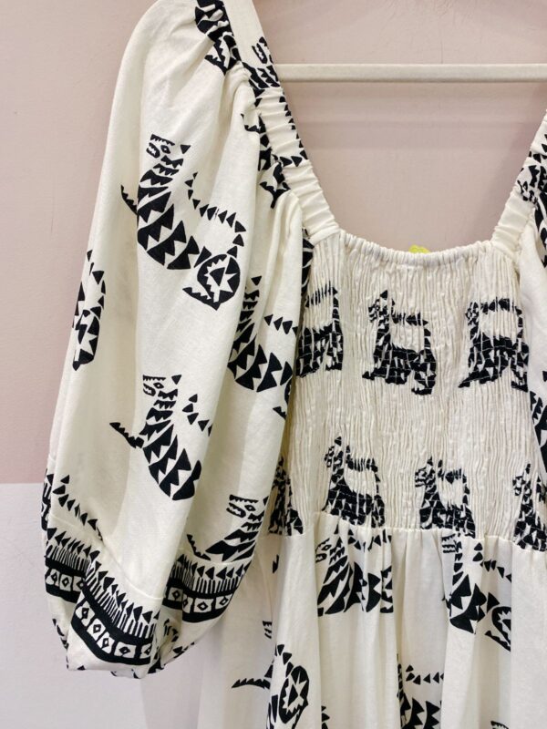 Vestido longo p&b tigres Farm G - Imagem 7