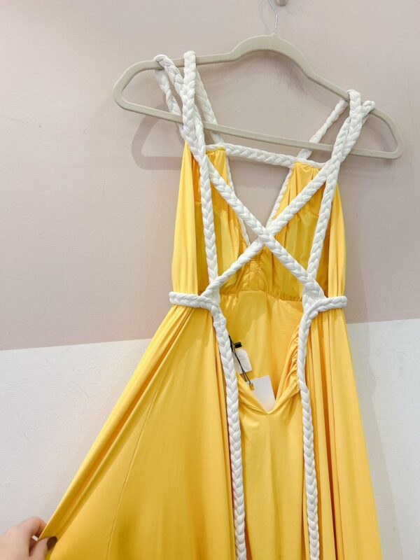 Vestido malha fria amarelo cordas Fabi Freixo P - Imagem 7
