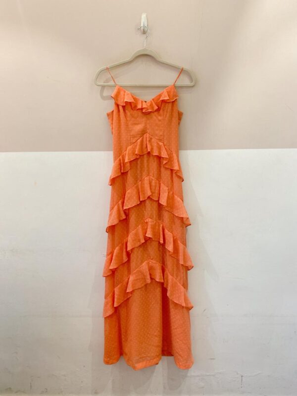 Vestido longo coral babados Dress & Go 38