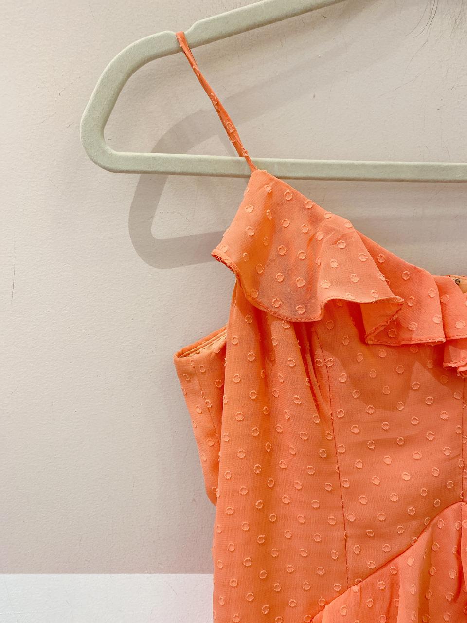 Vestido longo coral babados Dress & Go 38 - Imagem 4