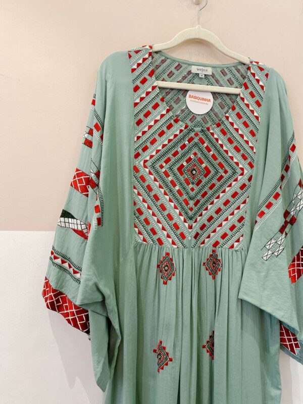 Vestido midi verde bordado We Oui M - Imagem 3