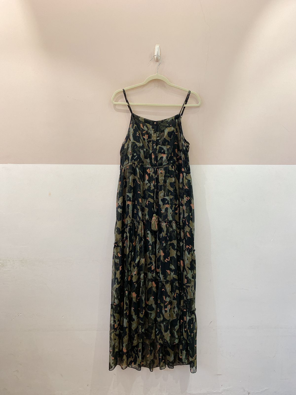Vestido midi camuflado verde Farm M - Imagem 2