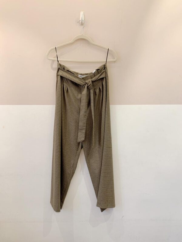 Calça xadrez marrom c/ faixa Zara G