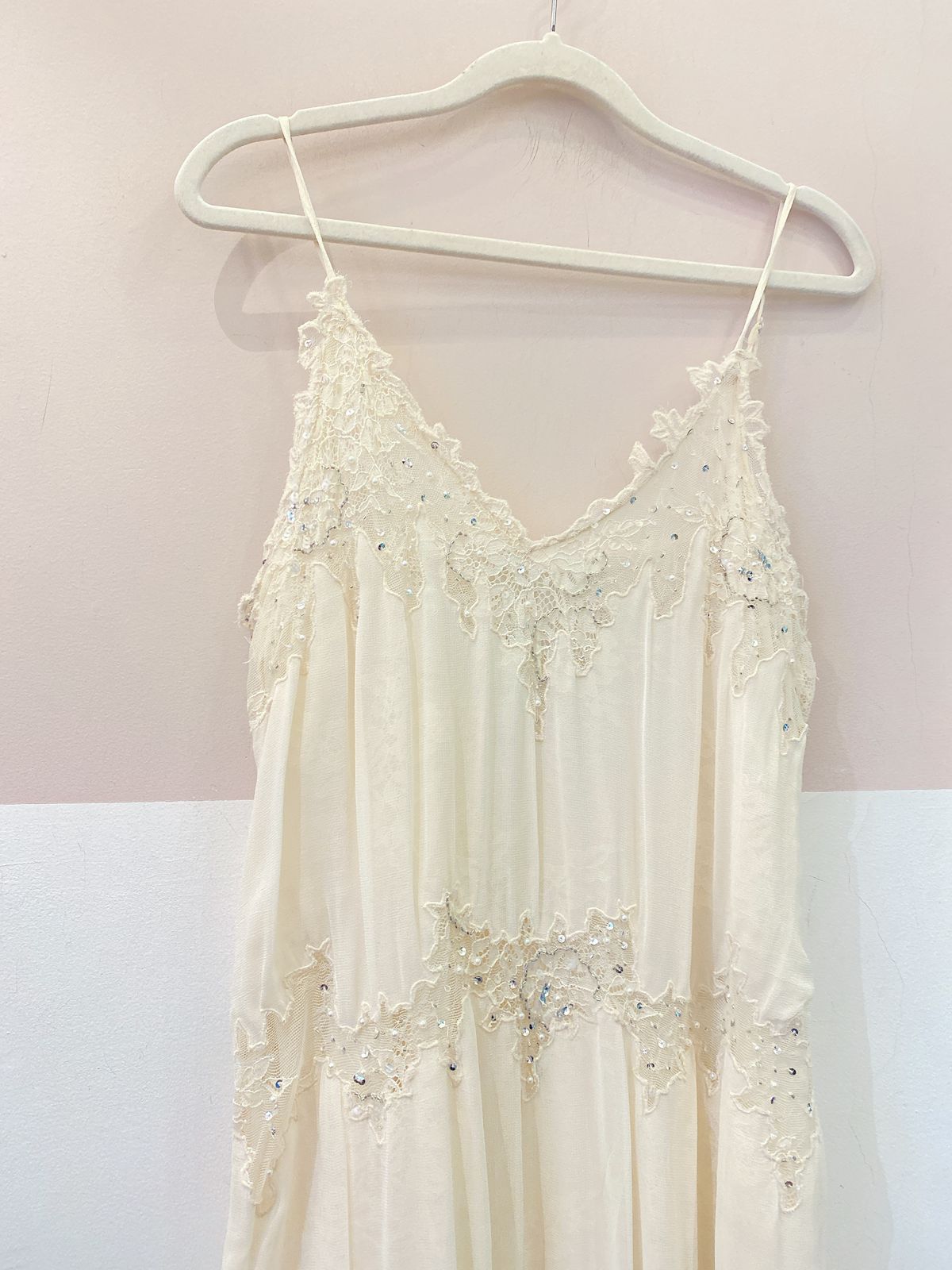 Vestido midi off white renda Zara M - Imagem 4
