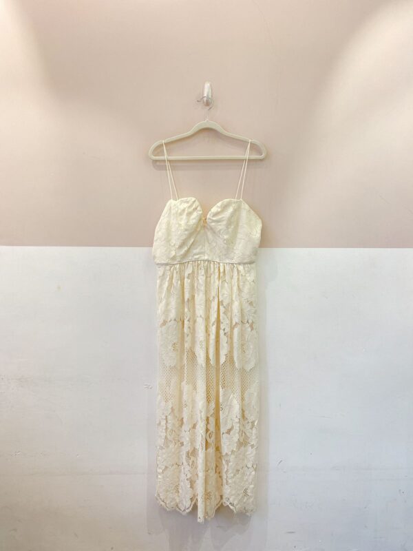 Vestido midi renda off white Animale 42