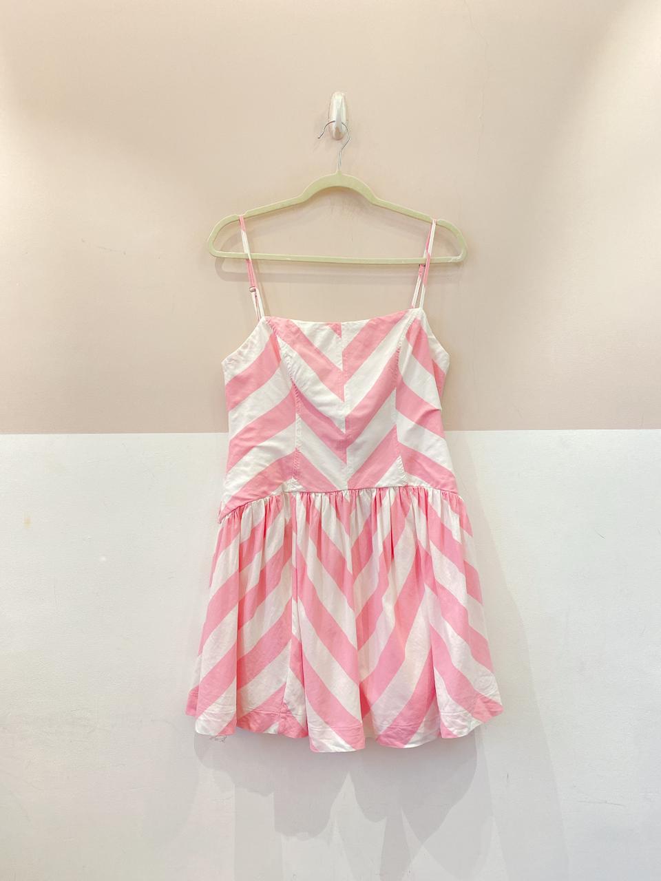 Vestido curto listrado rosa Farm M - Imagem 2