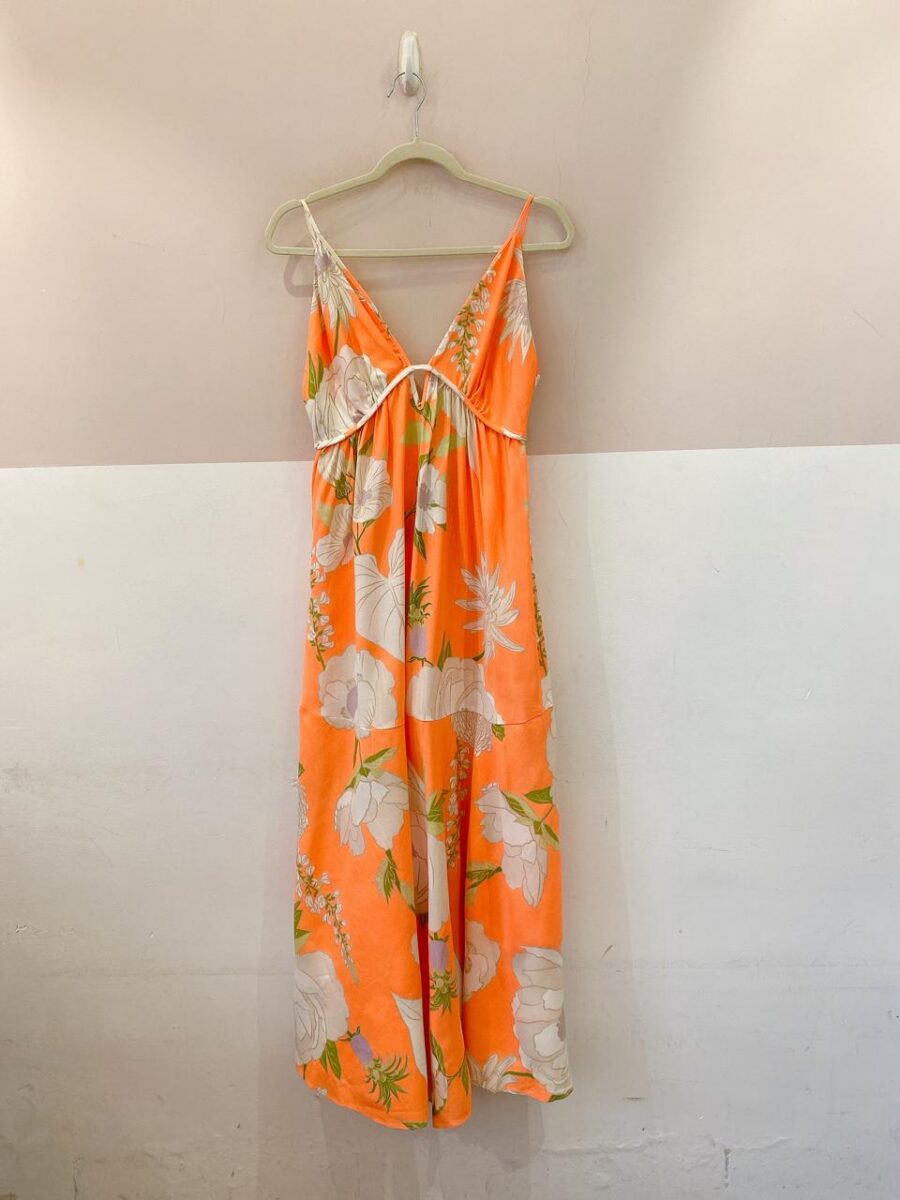 Vestido midi laranja floral Farm M