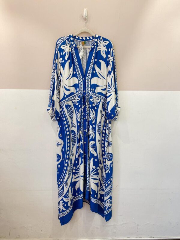 Vestido longo estampa azul Farm M