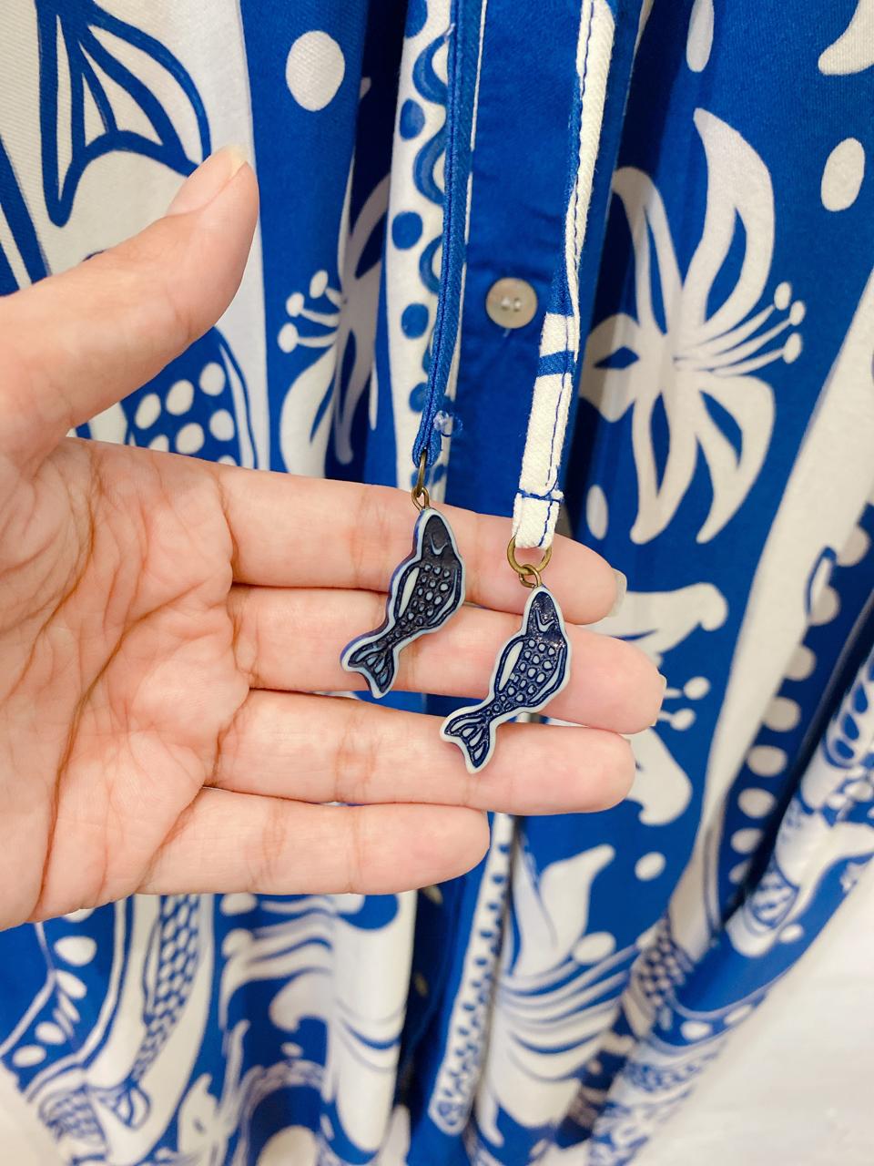 Vestido longo estampa azul Farm M - Imagem 8