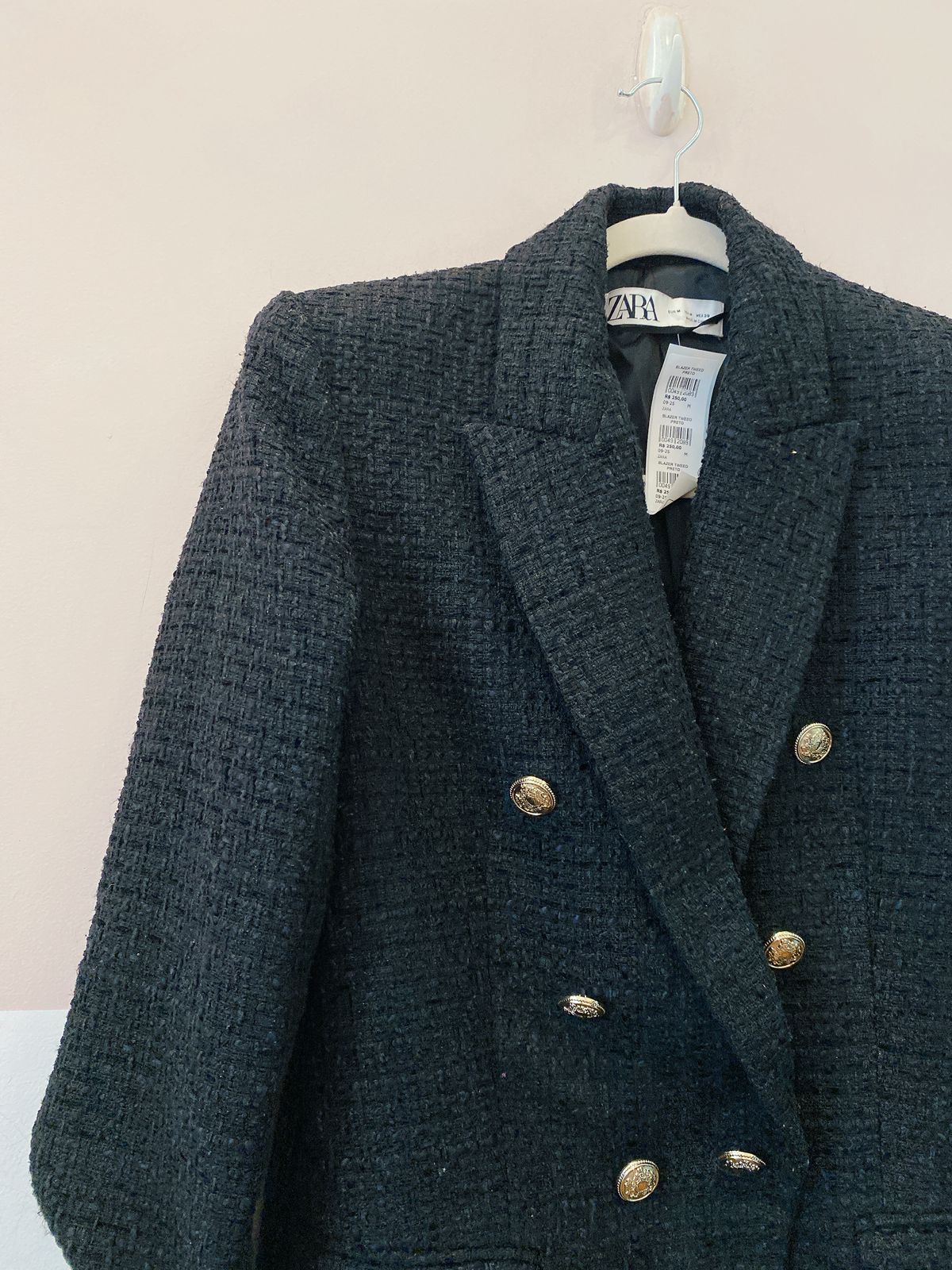 Blazer tweed preto Zara M - Imagem 4