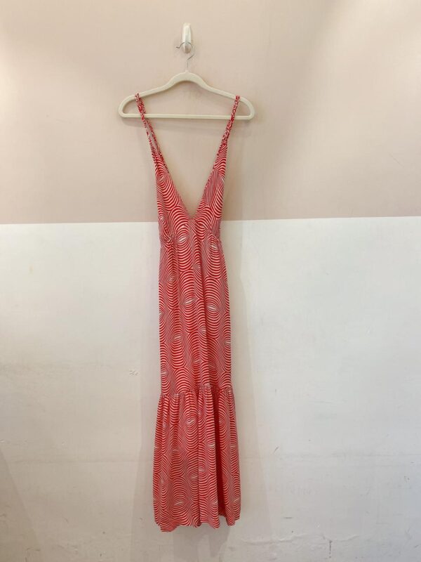 Vestido midi listrado vermelho Totem G