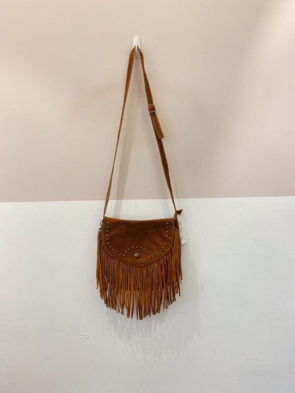 Bolsa tiracolo couro franjas Anacapri