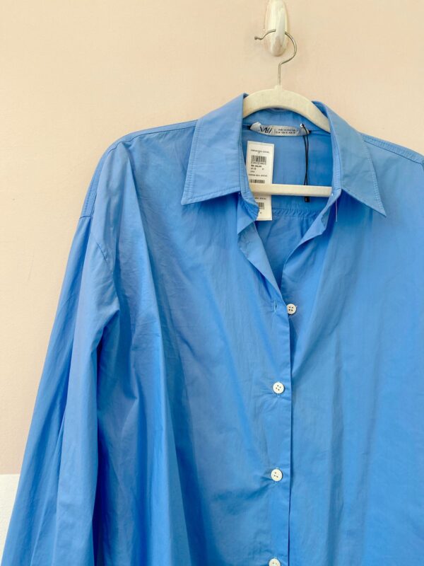 Camisa azul social Zara M - Imagem 3