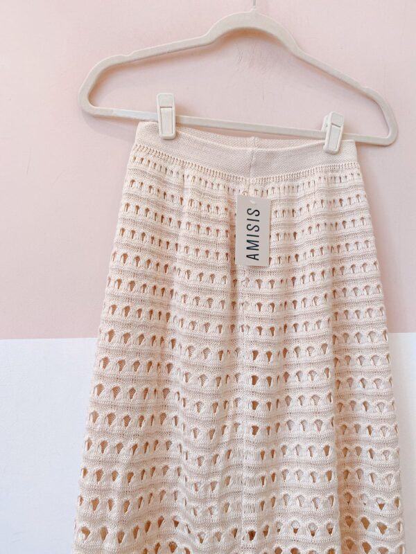 Saia midi crochet bege Amisis M - Imagem 3