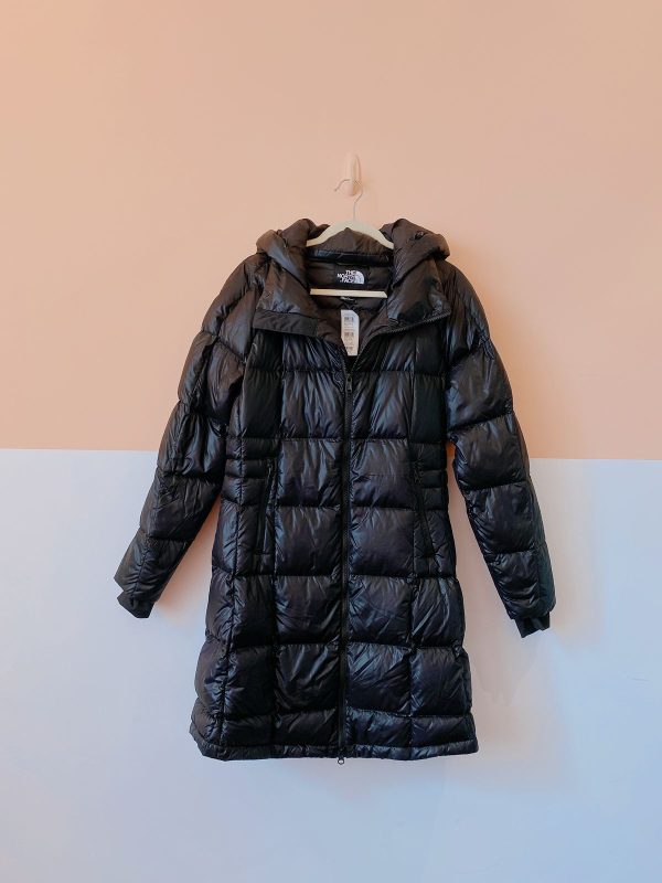 Jaqueta preta alongada puffer The North Face P